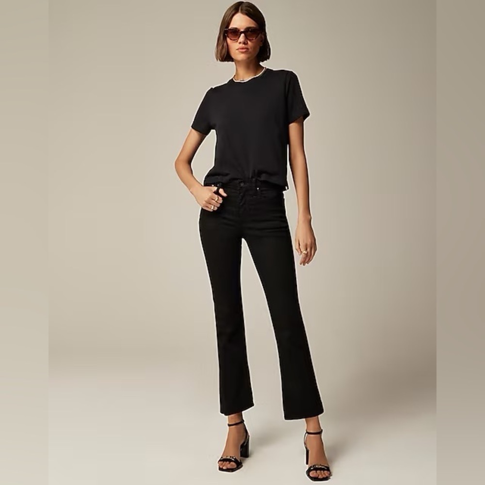 NWT J Crew black Mid-rise kickout jeans skinny kick flare cropped ankle jeans 29